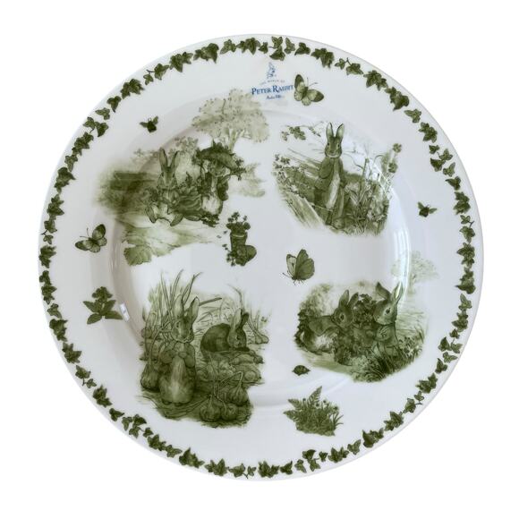 Beatrix Potter Peter Rabbit Green Toile EASTER Salad Plates 8in Set of 4 NEW - Picture 15 of 15